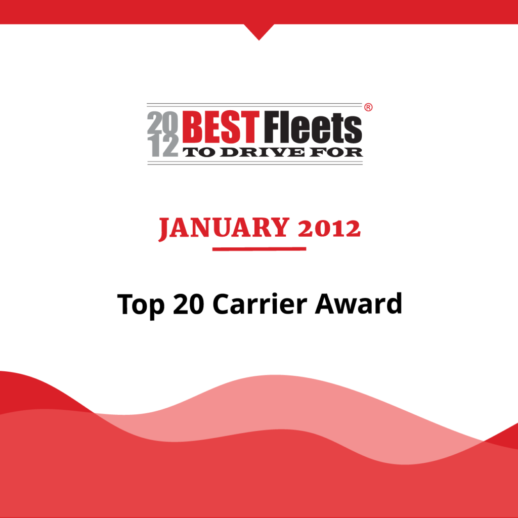 Jan. 2012 Timeline Item - Top 20 Carrier Award